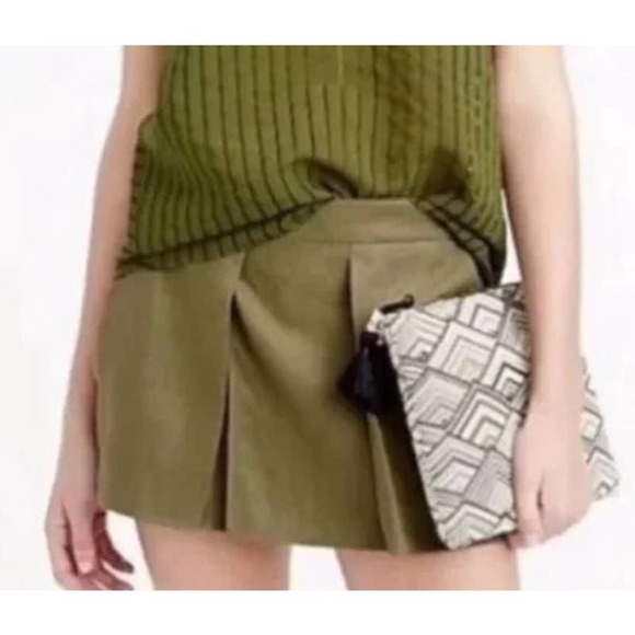 J.Crew Pants - J.Crew Womens Linen High Rise Short Skirt Skorts Size 0 Olive Green